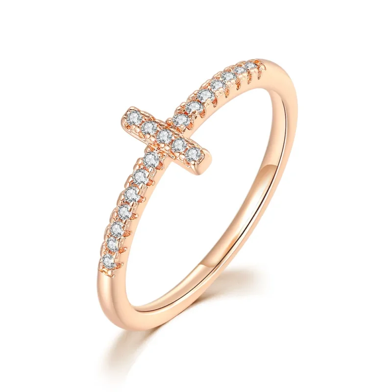 Elegant pink cross ring