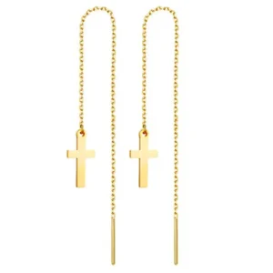 Gold-plated stainless steel multi-purpose pendant cross earrings