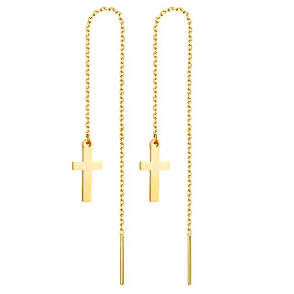 Gold-plated stainless steel multi-purpose pendant cross earrings