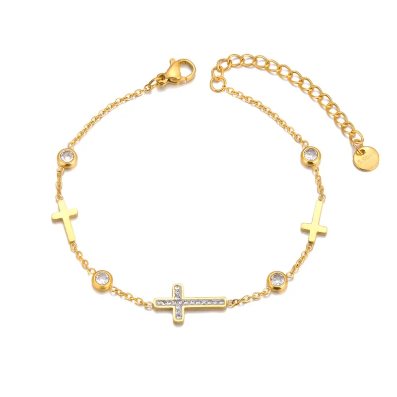 Golden trinity cross bracelet