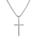 Men's cross necklace silver plated