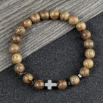 Cross bracelet in natural semi-precious stone