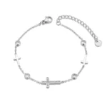 Silver-plated trinity cross bracelet