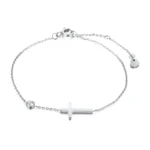 Silver cross bracelet with zircon for women