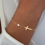 Cross and zircon bracelet for women