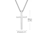 Sober silver-plated street cross necklace